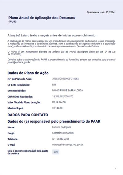 Plano Anual de Aplicação dos Recursos (PAAR)