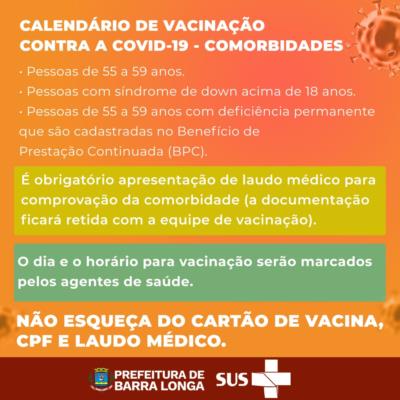 Calendário de Vacinação contra a Covid-19 - Comorbidades