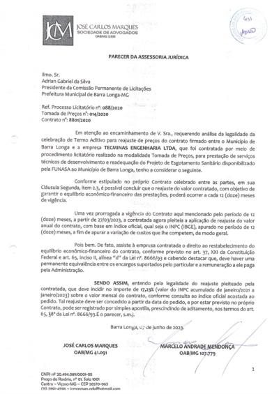 Parecer referente ao Processo Licitatório 088/2020