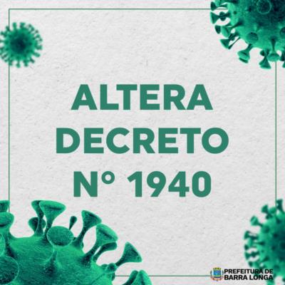 Altera Decreto Municipal n°1940/2021