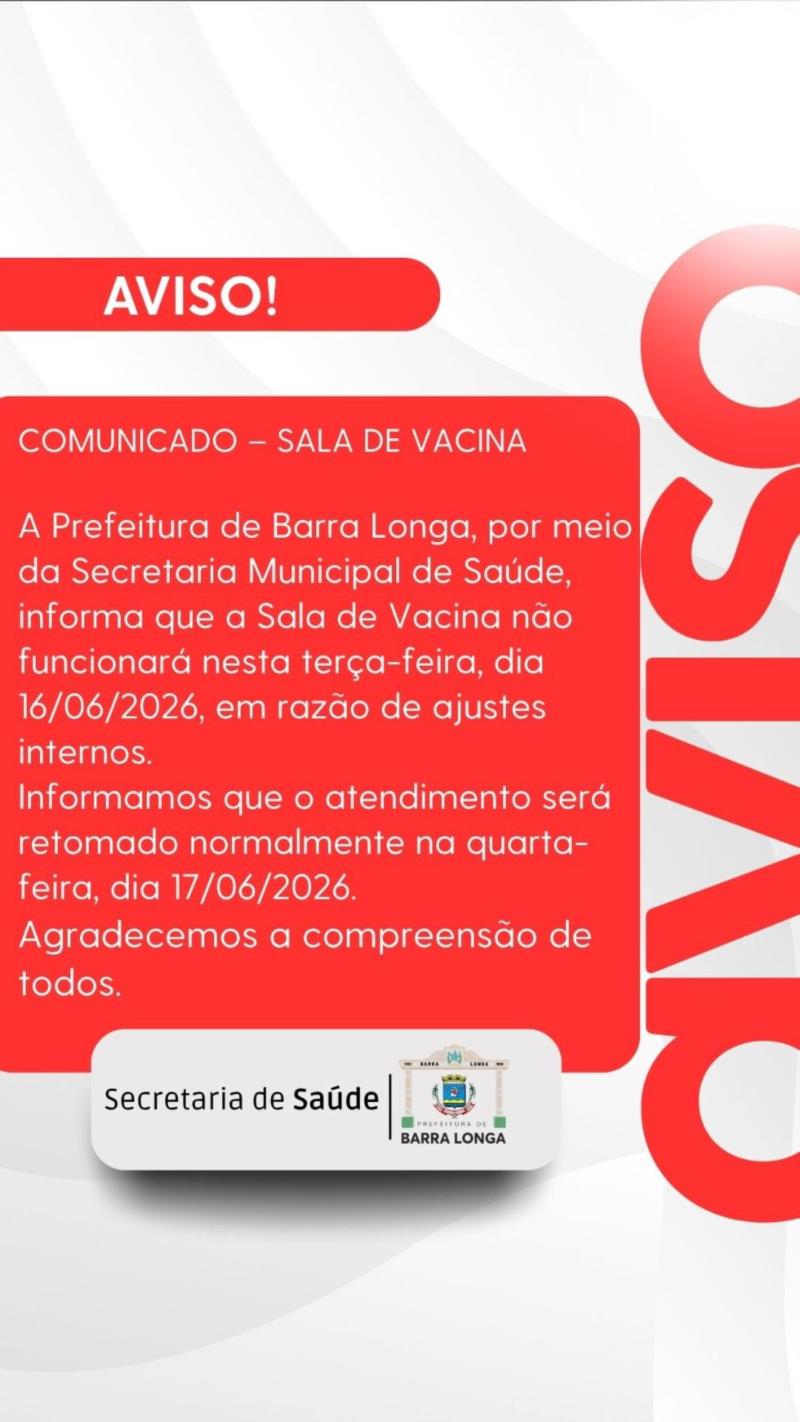 Comunicado - Sala de Vacina