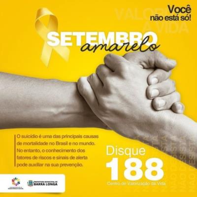 Setembro Amarelo –  Mês de Conscientização sobre Transtornos Mentais e Prevenção ao Suicídio.