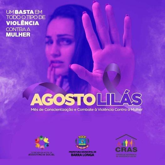 Agosto lilás: Mês de enfrentamento à violência contra a mulher.