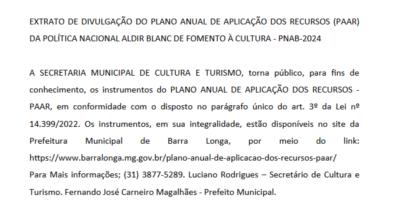 Extrato de divulgação do plano anual de aplicação dos recursos